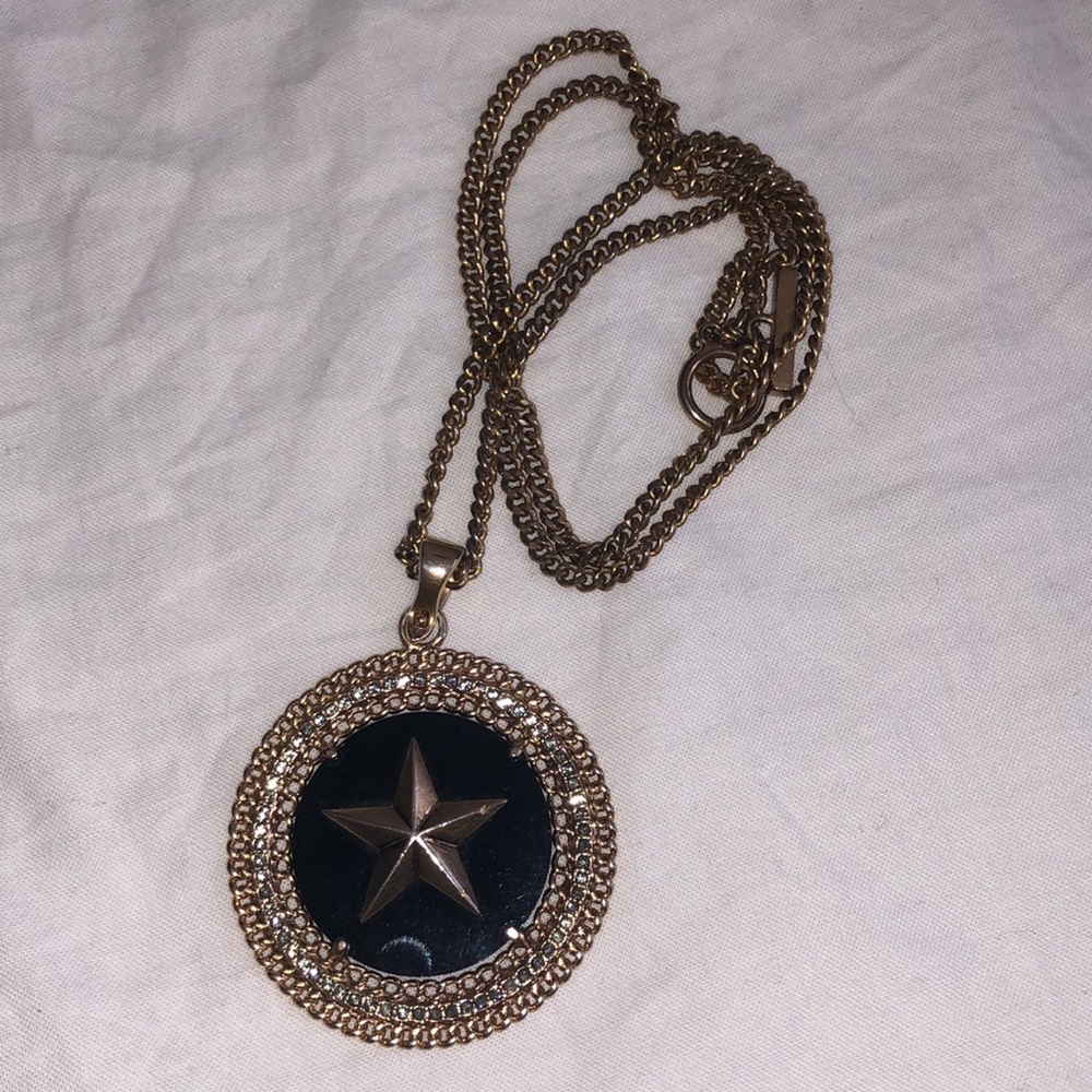 GIVENCHY VINTAGE GOLDTONE GOLD STAR GEM PENDANT 28 " RHINESTONE NECKLACE - Picture 5 of 10